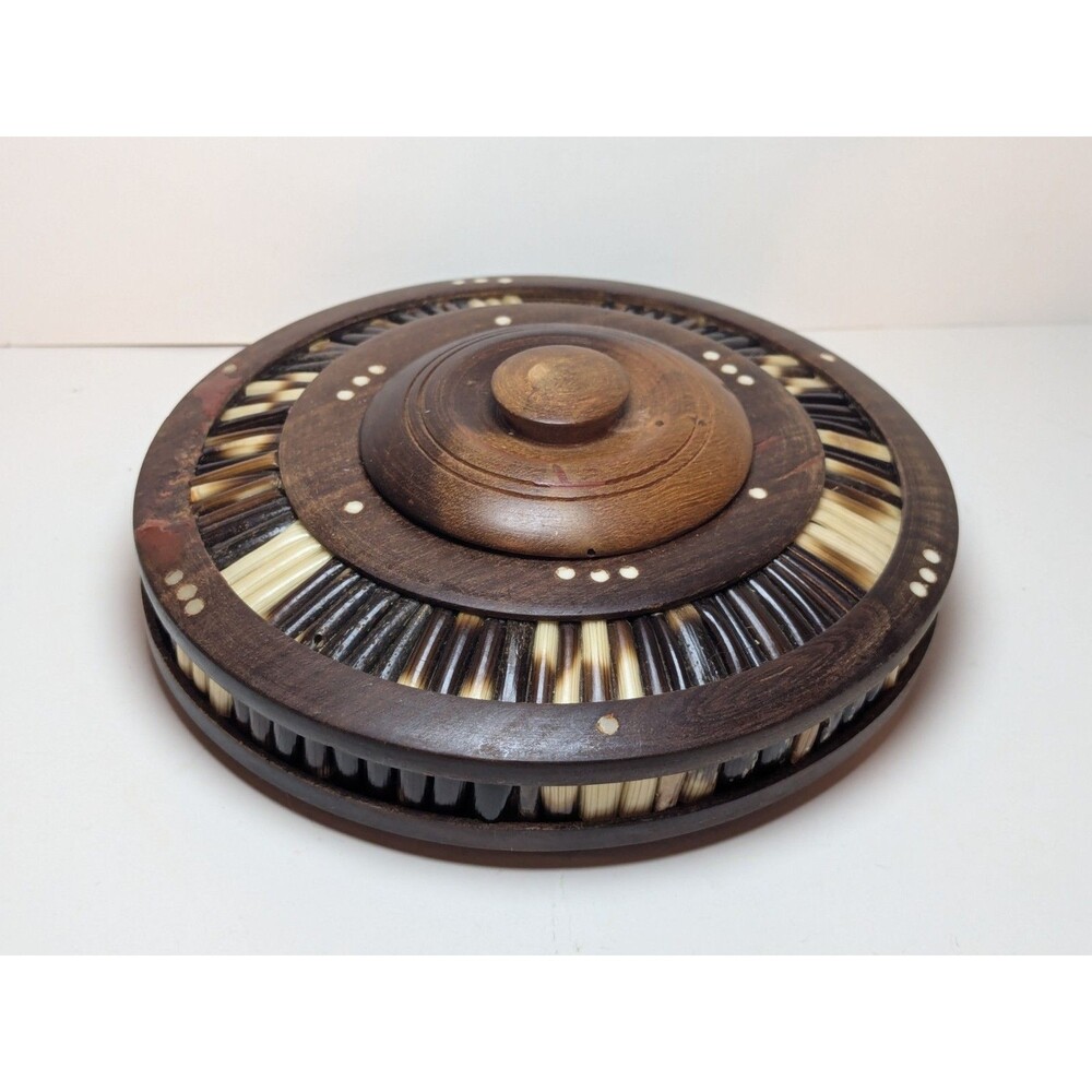 Vintage Porcupine Quill Dish Trinket Tray Ashtray